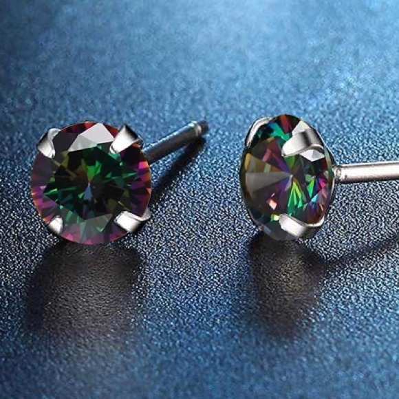 4MM Rainbow Quartz Earrings - Picture 1 of 5